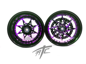 。。。 NINJA STOCK SIZE BLACK & POPSICLE PURPLE SWITCHBACK WHEELS 12-20