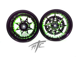yama NINJA STOCK SIZE BLACK & CANDY GREEN SWITCHBACK WHEELS 06-11