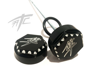 HAYABUSA BLACK DIAMOND CUT HEX KANJI REAR AXLE CAPS 2010 SUZUKI HAYABUSA