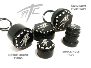 HAYABUSA BLACK DIAMOND CUT KANJI ENGRAVED FRAME PLUG KIT 2011 SUZUKI HAYABUSA
