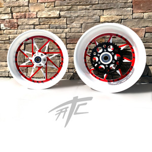 You!様 NINJA 330 FAT TIRE WHITE & RED SWITCHBACK WHEELS 00-05 KAWASAKI