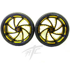 SPYDER GS 990 (2) 20" BLACK & YELLOW PIRANHA WHEELS 2008 CAN-AM SPYDER GS 990