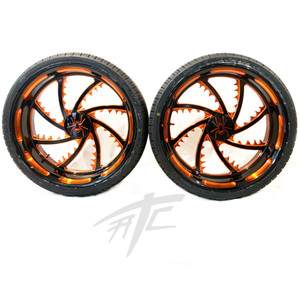 SPYDER (2) 20" BLACK & ORANGE PIRANHA WHEELS 2010-2020 CAN-AM SPYDER