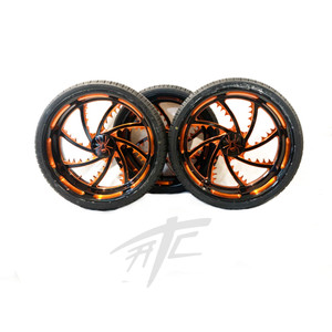 SPYDER (3) 18" BLACK & ORANGE PIRANHA WHEELS 2015-2020 CAN-AM SPYDER