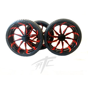 SPYDER (3) 18" BLACK & CANDY RED TORNADO WHEELS 2010-2020 CAN-AM SPYDER RT