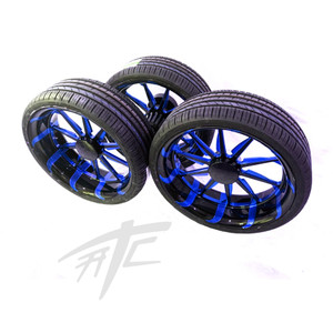 SPYDER (3) 20" BLACK & ROYAL BLUE TORNADO WHEELS 09-12 CAN-AM SPYDER ROADSTER