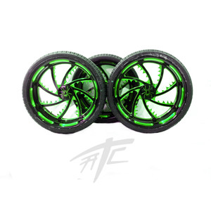 SPYDER (3) 20" BLACK & GREEN PIRANHA WHEELS 09-12 CAN-AM SPYDER ROADSTER