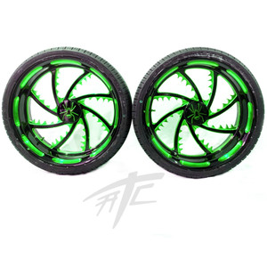 SPYDER (2) 18" BLACK & GREEN PIRANHA WHEELS 2015-2020 CAN-AM SPYDER