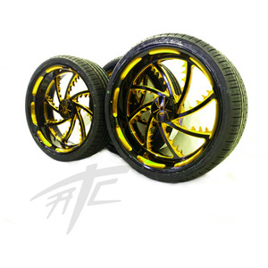 SPYDER (3) 20" BLACK & YELLOW PIRANHA WHEELS 2010-2020 CAN-AM SPYDER
