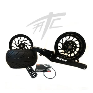 GSXR 330 FAT TIRE KIT BLACK HELLIAN WHEELS WHITE LOGO 06-07 SUZUKI GSXR 600 750