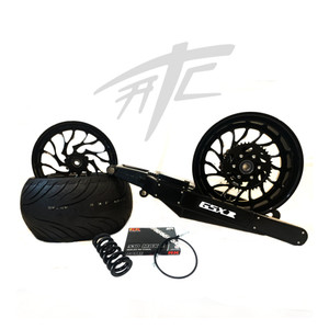 GSXR 330 FAT TIRE KIT BLACK HELLIAN WHEELS WHITE LOGO 2009-2020 SUZUKI GSXR 1000