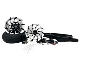 240 FAT TIRE KIT WHITE & BLACK TORNADO WHEELS BLK ARM 2001-2005 GSXR 600 750