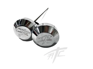 HAYABUSA CHROME KANJI ENGRAVED SMOOTH ROUND REAR AXLE CAPS 99-22 SUZUKI HAYABUSA