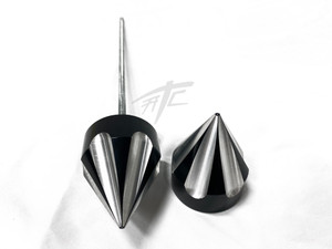 HAYABUSA BLACK CONTRAST CUT STRAIGHT SPIKES REAR AXLE CAPS 99-07 SUZUKI HAYABUSA