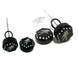 HAYABUSA BLACK DIAMOND CUT HEX KANJI FRONT/REAR AXLE CAPS 99-22 SUZUKI HAYABUSA
