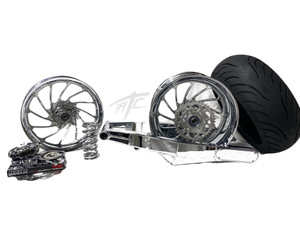 240 STEALTH FAT TIRE KIT CHROME ARM TURBO WHEELS 06-11 KAWASAKI NINJA ZX-14
