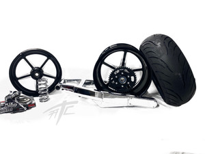 240 CHROME FAT TIRE KIT BLACK CONTRAST ALL STAR WHEELS 00-05 NINJA ZX-12R