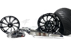 BUSA 360 CHROME FAT TIRE KIT BLACK CONTRAST INFERNO WHEELS 99-07 SUZUKI HAYABUSA