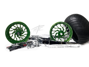 GSXR 330 CHROME FAT TIRE KIT ILLUSION GREEN HELLIAN WHEELS 06-07 SUZUKI GSXR
