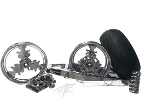 HAYABUSA 240 CHROME FAT TIRE KIT CHROME KANJI WHEELS 13-20 SUZUKI HAYABUSA ABS