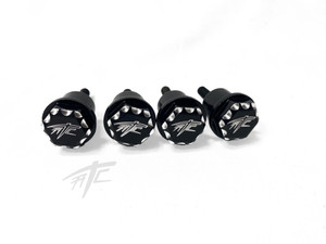 BUSA ATC ENGRAVED BLACK CONTRAST FRONT FENDER BOLTS (4) 99-07 SUZUKI HAYABUSA