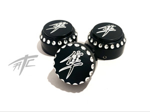 HAYABUSA BLACK DIAMOND CUT FORK CAPS & YOKE PLUG FOR 2022-2024 SUZUKI HAYABUSA