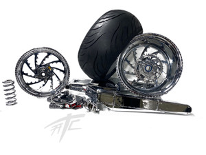 HAYABUSA 330 CHROME FAT TIRE KIT CHROME PIRANHA WHEELS 99-07 SUZUKI HAYABUSA