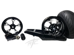 240 FAT TIRE KIT BLACK CONTRAST STREET FIGHTER WHEELS 06-11 KAWASAKI NINJA ZX-14