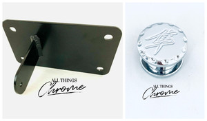 BLACK PEG MOUNT TAG BRACKET & CHROME EXHAUST PLUG 99-07 SUZUKI HAYABUSA