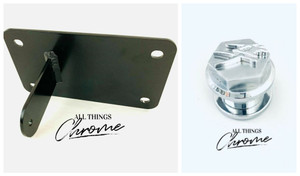 BLACK PEG MOUNT TAG BRACKET & CHROME 3D EXHAUST PLUG 99-07 SUZUKI HAYABUSA