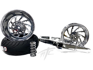 YZF 240 CHROME FAT TIRE KIT CHROME PIRANHA WHEELS 2009-2014 YAMAHA YZF R1
