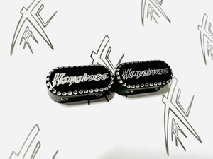 BLACK CONTRAST DIAMOND CUT LOWER FORK PINCH BOLT CAPS 2004 SUZUKI HAYABUSA