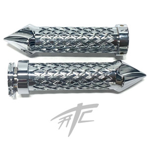 (専用) ZX-14 GRIPS CHROME DIAMOND PATTERN TWIST SPIKES ALL KAWASAKI NINJA