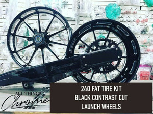 240 FAT TIRE KIT BLACK CONTRAST CUT LAUNCH WHEELS 06-11 KAWASAKI NINJA ZX14