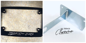 BLACK CONTRAST LICENSE PLATE FRAME & CHROME PEG TAG BRACKET 06-22