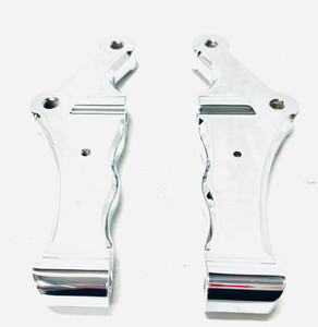 CHROME RADIAL MOUNT BRAKE CALIPER BRACKET PAIR 13" ROTOR 00-17 HARLEY DAVIDSON