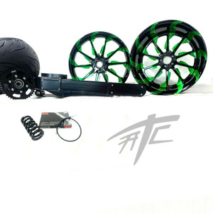 330 FAT TIRE KIT BLACK & GREEN TORNADO WHEELS 06-11 KAWASAKI NINJA ZX-14