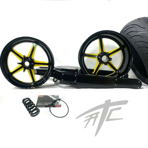 360 FAT TIRE KIT BLACK & YELLOW ALL STAR WHEELS 2009-2014 YAMAHA YZF R1