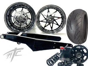 240 FAT TIRE KIT CHROME & BLACK SWITCHBACK BLACK STEALTH 99-07 SUZUKI HAYABUSA