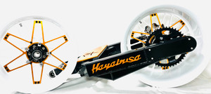 360 OSD FAT TIRE KIT WHITE & CUSTOM GOLD "ATOMIC" WHEELS 22-24 SUZUKI HAYABUSA