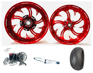 300 KIT WILDER RED "SHARK TOOTH" WHEELS CHROME ARM 08-12 SUZUKI HAYABUSA