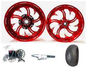 300 KIT WILDER RED "SHARK TOOTH" WHEELS CHROME ARM 12-22 KAWASAKI NINJA ZX-14R