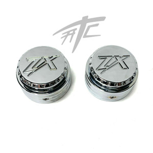 ZX-14R CHROME DIAMOND CUT “ZX” ENGRAVED FORK CAPS 2012-2024 KAWASAKI NINJA ZX14R