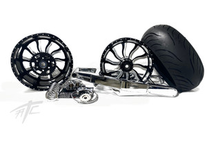 240 CHROME FAT TIRE KIT BLACK CONTRAST INFERNO WHEELS 22-24 SUZUKI HAYABUSA