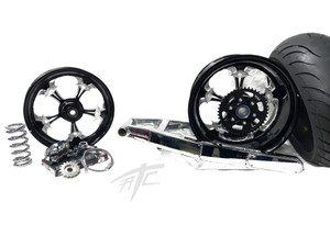 240 CHROME FAT TIRE KIT BLACK STREET FIGHTER WHEELS 22-24 SUZUKI HAYABUSA