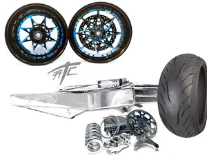 300 FAT TIRE KIT BLACK & BLUE SWITCHBACK CHROME ARM 01-05 SUZUKI GSXR 600 750