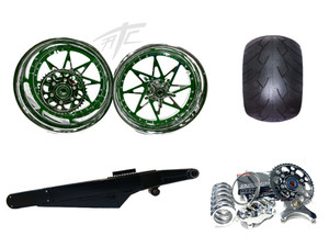 330 FAT TIRE KIT CHROME & GREEN SWITCHBACK BLACK ARM 2009-2014 YAMAHA YZF R1
