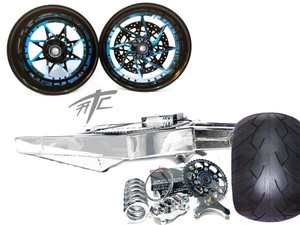 330 FAT TIRE KIT BLACK & BLUE SWITCHBACK CHROME STEALTH 13-20 SUZUKI HAYABUSA