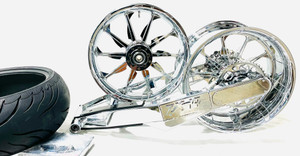360 FAT TIRE KIT CANDY RED SAMURAI WHEELS CHROME ARM 06-11