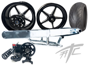 240 FAT TIRE BLACK CONTRAST ALL STAR WHEELS CHROME ARM 2009-2014 YAMAHA YZF R1